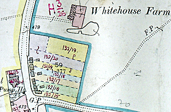 The former houses at Potsgrove Turn on the 1925 rating valuation map [DV2/B26B]